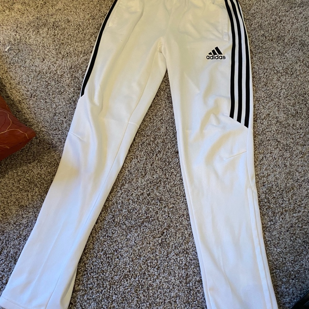 Youth large white adidas track pants